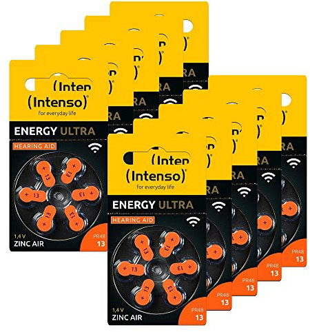60 Intenso Energy Ultra Typ 13 Zink-Luft Hörgerätebatterien im 6er Blister