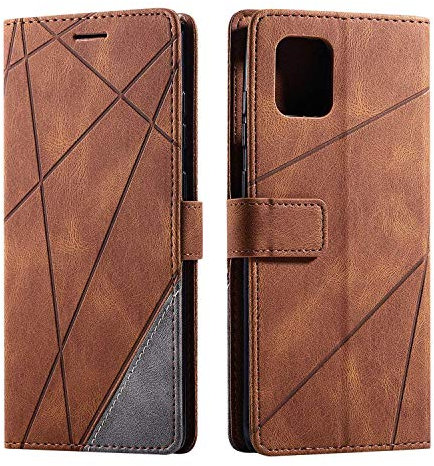 SONWO Hülle für Samsung Galaxy Note 10 Lite, Premium Leder PU Handyhülle Flip Case Wallet Silikon Bumper Schutzhülle Klapphülle für Galaxy Note 10 Lite, Braun