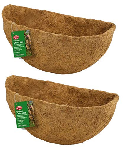 Shop4allsorts Set Of 2 16 Inch Wall Basket Coco Liner Pre-moulded Natural Garden Plant Basket Liner