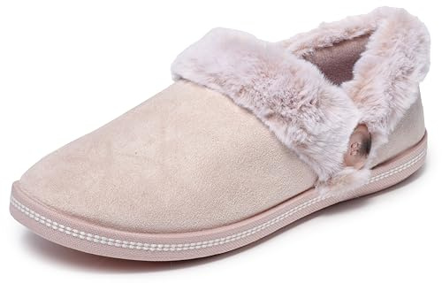 Skechers Women's Cozy Campfire Fresh Toast Slipper, Blush Microfiber/Faux Fur, 4.5 UK