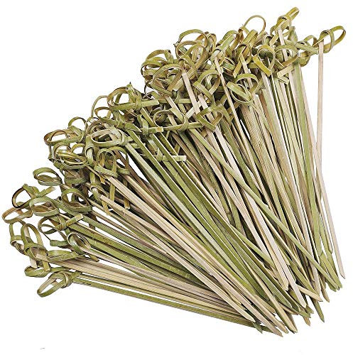 Cocktail Sticks, Bamboo Skewers 100 Counts Japanese Style Natural Bamboo Knotted Skewers Toothpicks for BBQ, Cocktail, Shish Kabobs, Party Essentials