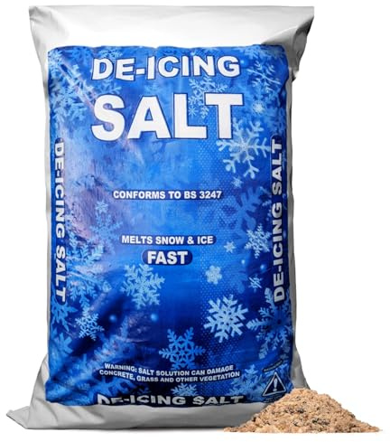 Elixir Gardens Brown De-Icing Rock Salt/Grit | Weights from 5kg-20kg | Ice & Snow Melting De-Icer for Paths & Driveways | Brown 20kg Bag