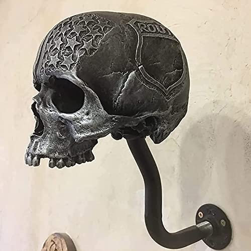 FLLG Motorcycle Skull Helmet Holder, Helmhalter Wand Skull Kopfhörerhalter Biker Helm, Motorradhelm Halterung Wand Für Mäntel, Reiter A