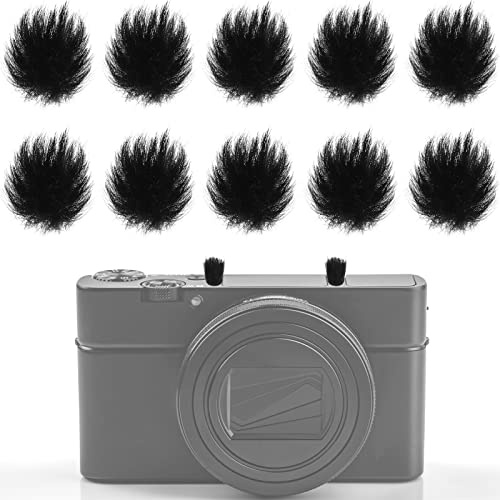 Nezyo 10 Pcs Camera Mic Windscreen Wind Muff Built in Microphone Camera Muff Compatible with DSLRs Outdoor Windshield and 20 Pcs Sticker, Black, 0.24 x 0.24 Inch