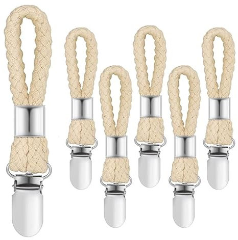 6 Clip Porta Asciugamani in Cotone e Ferro Materiale,Portasalviette per Appendere Gli Asciugamani, Gancio a Clips per Strofinacci da Tè, Clip per Asciugamani Stoffa, Calze, Guanti