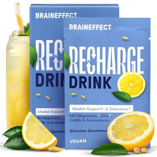 BRAINEFFECT RECHARGE Premium Hydration Blend [24 g Bag, 15 Pack] - Electrolytes Without Sugar (with Stevia) + EAA & BCAA Powder - Isotonic Drink Powder with Amino Acids