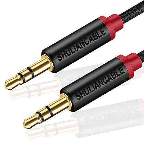 SHULIANCABLE Cable Jack 3.5 Macho Macho, Cable de Audio 3.5mm de Nylon Trenzado, Cable Aux Auxiliar para Auriculares, iPods, Phones, iPads, Audio de Coche, Smartphones, MP3 y Más (5M)