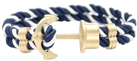 Bracelet Ancre Homme en Nylon Bleu Marine et Ancre en Laiton