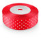 Netuno 1 x Satinband Rot gepunktet 25 mm x 22 m Schleifenband Geschenkband Dekoband Stoffband Satinrolle für Hochzeit Kommunion Taufe Geschenke Verpacken Blumen Dekoration Basteln