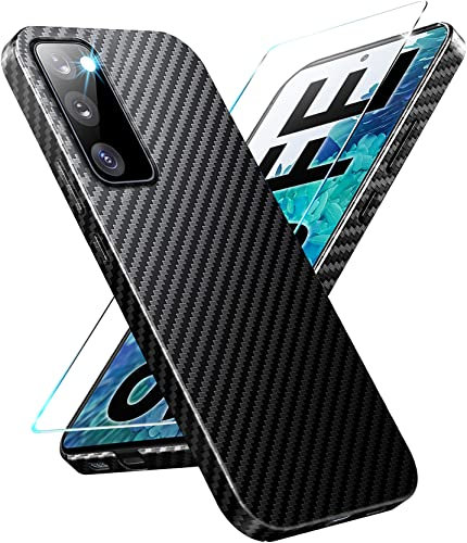 Kompatibel mit Samsung S20 FE Hülle Carbon [mit S20 FE Schutzfolie] Ultra dünn PC Handyhülle für Samsung S20 FE Slim Case Schutzhülle für Samsung Galaxy S20 FE Cover Stoßfest 360 Grad 5G/6.5