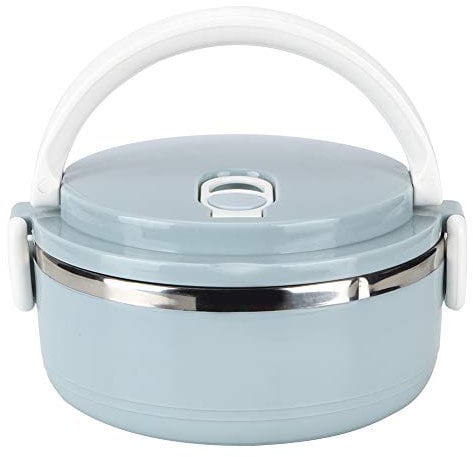 Thermal Lunch Containers for Hot Food, Lunch Box Kids Food Storage Container Lunch Box Portable Stainless Steel Blue Thermal Insulated Rice Noddles Lunch Box Food Container (Monolayer)
