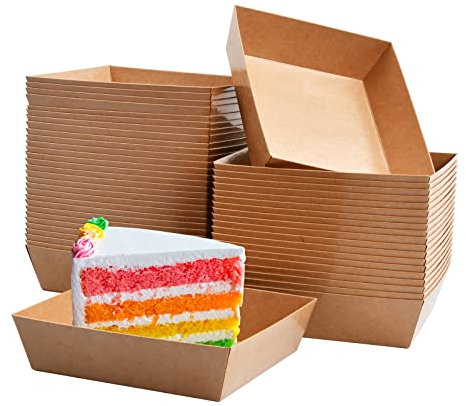 50 Pièces Barquettes en Carton Kraft, Assiette Brune en Carton, Plateaux Alimentaires Jetables en Papier Kraft, Bol Jetable Carton pour Collations Frites Salade Sushis Gâteau (9 x 9 x 3,5 cm)