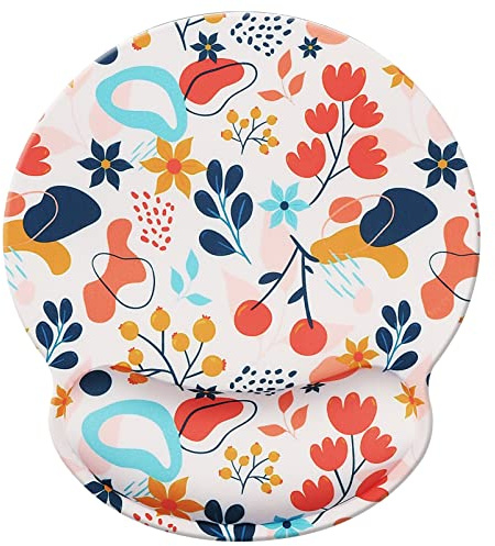 Jahosin Mouse Pad with Wrist Support Rest, Ergonomic Wrist rest, Comfortable Memory Foam anti-skidding Wrist Pad for Computer and Office 25x23 Redfloral