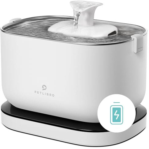 PETLIBRO Cat Water Fountain Battery Operated, Rechargeable, 2.5L/84oz Dockstream Wireless Pet Water Fountain, Water Dispenser with Wireless Pump, Easy Cleaning, BPA-Free for Cats, Pets