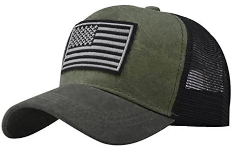 QIFLY Women's Men's Adjustable Snapback Flat Embroidered Usa Baseball Cap Dad Hat Usa Flag Patch Military Army Cap American Flag Trucker Baseball Cap