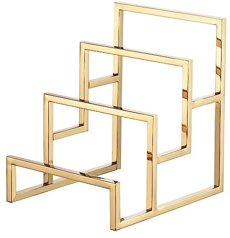 sourcing map Clutch Purse Display Stand 3 Layer Wallet Display Rack Metal Clutch Holder Riser for Home Retail Store Supplies - Gold