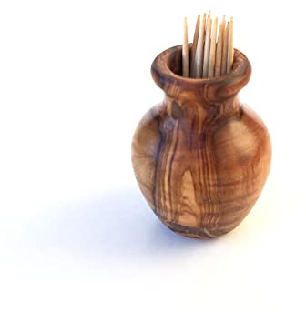Zahnstocherhalter „Vase“, Zahnstocherspender, handgefertigt aus Olivenholz