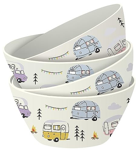 Puckator Set of 4 Reusable Bowls in rPET - Camping - Wildwood