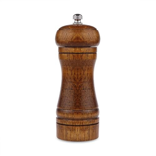 Konesky Pepper Grinder for Kitchen, 5 Inches Wooden Pepper Mill, Adjustable Black Pepper Grinder Mill for Professional and Home Kitchen grindee Use