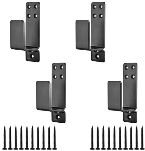 Qivine 4 Stück Tür Barricade Klammern, U Winkel Halterung Schwarz Metall Torverschluss Winkel mit Schraube, Scheune Türschloss Zaunriegelhalter für 2 x 4 Lumber
