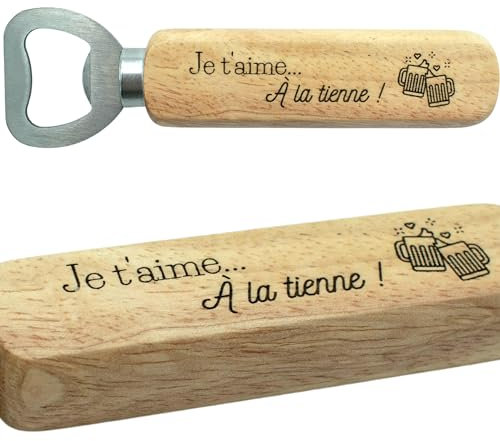 ERNESTINE - Flaschenöffner, personalisierbar, Aufschrift Je t'aime – Geschenk für Herren zum Valentinstag – originelles Geschenk zum Valentinstag – Geschenk für Verliebte Paare – Geschenkidee für