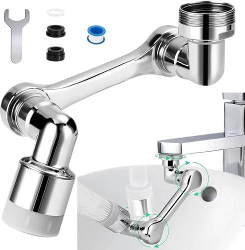 Drehbarer Multifunktionaler Verlängerungshahn 1440° Universeller Wasserhahn Aufsatz Txeouse Wasserhahn Verlängerung 2 Wasserabgabemodi für Wasserhähne Küche und Bad