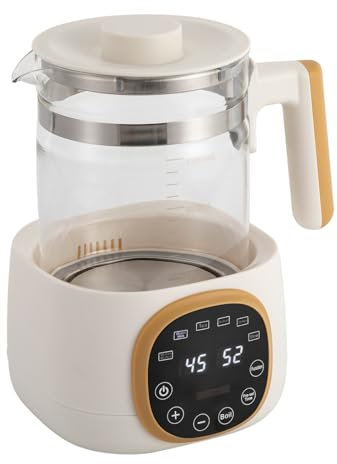 1.3L Flaschenwärmer, 600w Babykostwärmer, Baby Wasserkocher mit Temperatureinstellung 72h, Memory-Funktion, für Tee Babynahrung Kaffee Haferflocken, Weiß