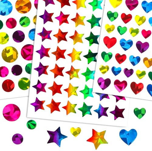 1710 Stück Glitzer Aufkleber für Kinder Herz Sterne Rund Selbstklebend Sticker für Valentinstag Ostern Hochzeit Gästebuch Geschenkbeutel DIY Handwerk Scrapbooking Umschlagsiegel Dekoration