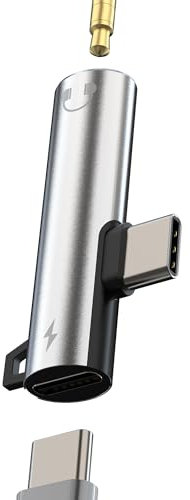 Adaptateur USB C vers jack audio AUX (2 en 1) 3,5 mm pour casque, microphone, prise jack et type C, câble de charge répartiteur DAC, câble de charge compatible avec Samsung pour Apple iPhone 15 Pro