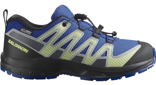 SALOMON XA Pro V8 Waterproof, Zapatillas para Unisex niños, Nautical Blue Black Sharp Green, 33 EU