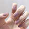 Short Square Dark Blue False Nails Glossy Pure Color Collection,24Pcs Full Cover Acrylic Stick on Nails with Jelly Glue for Women Girls Nails Art (Light Purple)