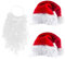 GWAWG 2 Stück Weihnachtsmannmützen mit Weihnachtsmannbart,Deluxe Weihnachtsmütze und Bart für Erwachsene,Dicke Bequeme Samt Weihnachtsmütze,Bulk Plüsch Weihnachtsmützen für Weihnachten Neujahr Partei