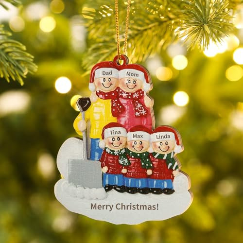 lorajewel Palline di Natale Personalizzate Ciondolo di Natale Personalizzato con 2/3/4/5/6/7/8 Nomi di Famiglia Decorazioni Natale 2024 2025 Decorazione per Albero di Natale Appeso (D, 5 Name)