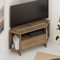 Hocuspicus HOCUS PICUS Modern Corner TV Unit up to 40 Inch TVs, Push to Open Door TV Storage Cabinet and 3 Open Shelves, 95.7(H) cm TV Table for Living Room, Bedroom (Dark Oak Effect)