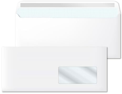 SIDI Weiße Briefumschläge mit rechtem Fenster, selbstklebend, 220 x 110 mm, 50 Stück