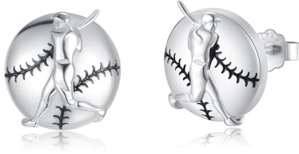 Baseball Ohrringe 925 Sterling Silber Baseball Ohrstecker Hypoallergene Sport Ball Ohrringe Baseball Schmuck Geschenke für Frauen Männer Jungen Mädchen, Sterling Silber