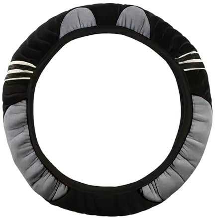 KOZOY Auto Lenkradbezug Plüsch, Lenkradbezug, Winter Lenkradschutz, Anti Rutsch Universal Auto Lenkradhülle Für Herbst und Wintersaison (schwarz grau)