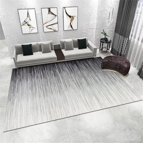 ROSURUG Bunter Teppich Outdoor Teppich Wasserfest 80X160CM Wohnzimmer Arbeitszimmer Teppich helle Linie Anordnung Design schallabsorbierend und kältebeständig Deko Jugendzimmer Deko Kissen Grau