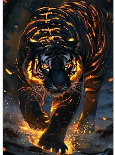 Jawecci Diamond Painting Tigre Kit, 5D Animales Diamond Pintura Cuadros Brillantes DIY para Adultos y Niños, Completo Diamante Painting Decoración Hogar 30x40cm