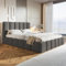 MOTIVENA Nunu Bubble Bett 200x200, Polsterbett mit Bettkasten, Boucle, mit Lattenrost, mit Kopfteil, ohne Matratze, Grau Anthrazit