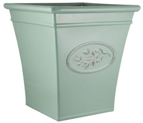 Plastic Classic Olive Planters, Saucers, Trough and Wall Plant Pot Long Lasting Flower Garden Indoor Outdoor Planter Cover Weather, Frost Proof (42cm Planter Square)