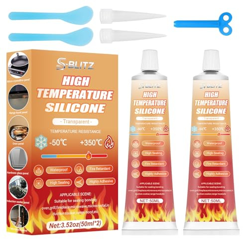 Hochtemperaturkleber, Transparenter Hochtemperatur Kleber, Backofen Kleber, Hitzebeständiger Klebstoff Wasserfest,Ideal für Backöfen, Mikrowellen Induktionskochfelder,100ml