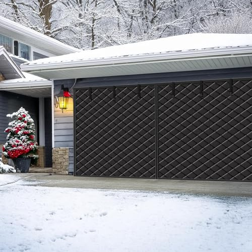 Garagentor Wärmeschutzvorhang, 275×213cm Garagentorvorhang Magnetisch Isolierungsvorhang Oxford-Gewebe Thermischer Türvorhang Wasserdicht Winddicht für Warme Garage im Winter (Schwarz, 275×213cm)