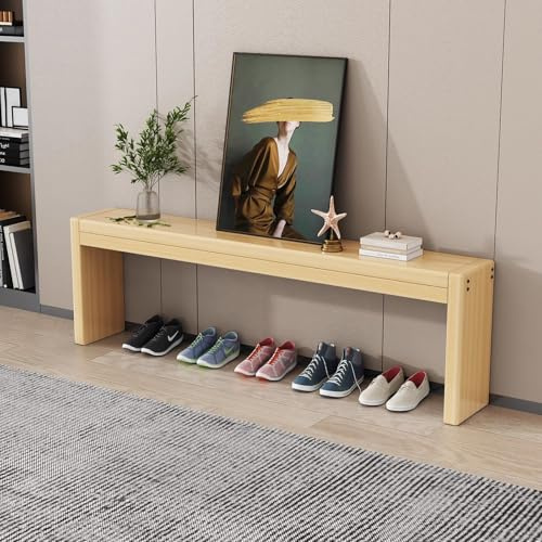 Farmhouse Skinny Holzbank für Eingangsbereich, schmale Essbank für Schlafzimmer, Wohnzimmer, Flur, 60 cm, Naturholz-Bett-Endsitz