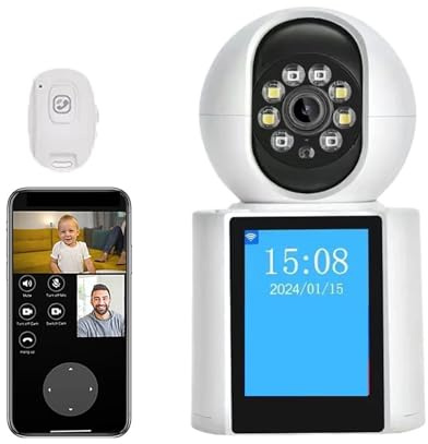 NJJIHUI 3MP IP caméra vidéo bébé Moniteur 2.4 360 ° Grand Angle 2 Voies Audio vidéo Vision Nocturne intérieur Enfants caméras de survalance pour Jardin, Garage, Atelier(3MP Camera)