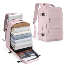BJLFS Sac à Dos de Voyage Femme Cabine Avion 40x30x20 Ryanair Wizzair | Bagage Cabine 40x30x20 Vueling Bagage à Main Homme Sac à Dos pour Ordinateur Portable gris rose