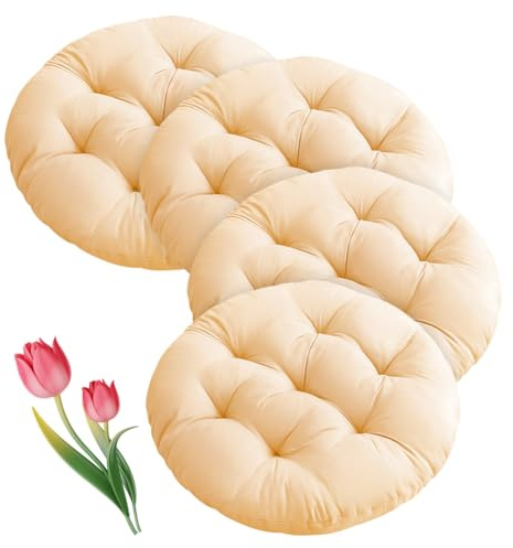 Umllpet Sitzkissen Rund 40cm, 4 Stück Bodenkissen Rund Sitzpolster Stuhlauflage Sitzpolster Stuhlkissen Polster Auflage für Wohnzimmer, Esszimmerstuhl Stuhl für Indoor Outdoor (Hellkamel)