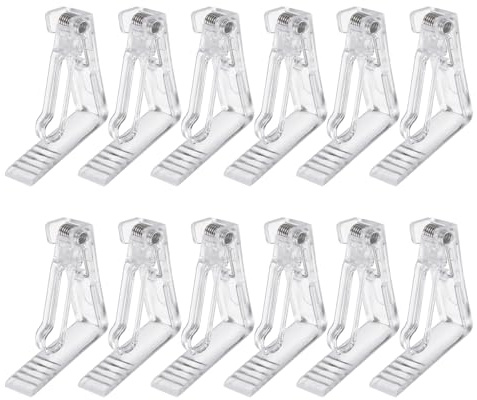 QUARKZMAN 12 Stück Plastik Tischdecken Clips 55 x 55mm Windfeste Tischdecken Halterungen Federbelastet Für Zuhause Party Picknick Hochzeit Camping Esstische Klar