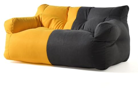 Sitzsack, modern, Gelb und Schwarz, für Wohnzimmer, Schlafzimmer, Balkon, einfaches Design, keine Füllstoffe, bequeme Freizeitmöbel