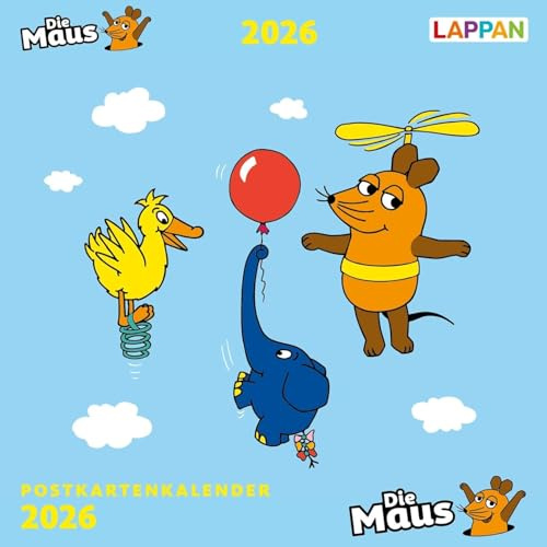 Der Kalender mit der Maus - Postkartenkalender 2026 - Lappan-Verlag - 53 Postkarten zum Sammeln und Verschicken für kleine und große Maus-Fans - 15,5 cm x 15,5 cm